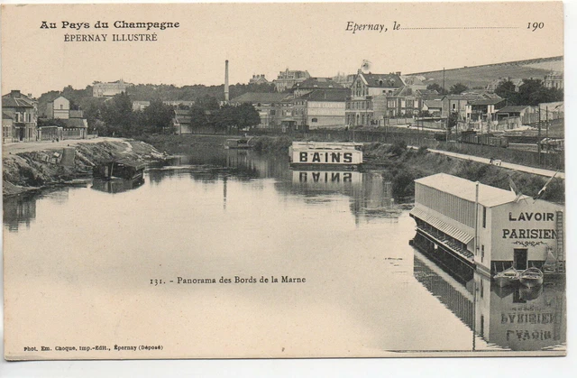 EPERNAY - Marne - CPA 51 - Péniches - bords de Marne  - lavoir Parisien