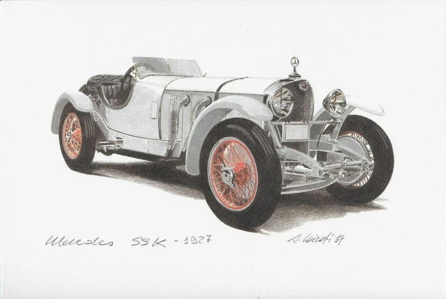 Mercedes SSK-1927 - Riproduzione acquerello / watercolor A. Cairati