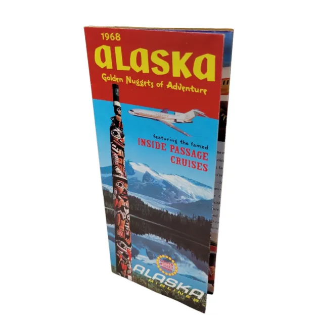 Vtg 1968 Alaska Airlines Travel Brochure Golden Nugget Tours Adventure 60's