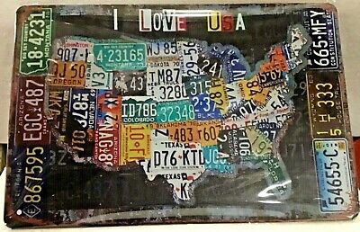 License plate tin sign 8x12 USA vintage metal wall door plaque poster new