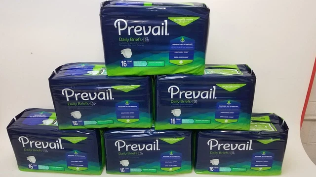6 Pack Bundle Of Prevail Daily Briefs Pack of 16 Small 20"-31" Max Absorbancy