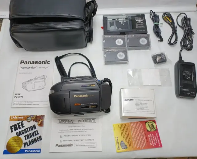 Panasonic Palmcorder PV-L578 VHS-C Camcorder Video Camera With Case, Charger +++