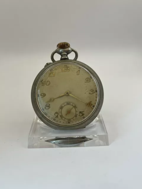 Antique Pocket Watch Hand Wound with Golden Numbers And Pointers, Works