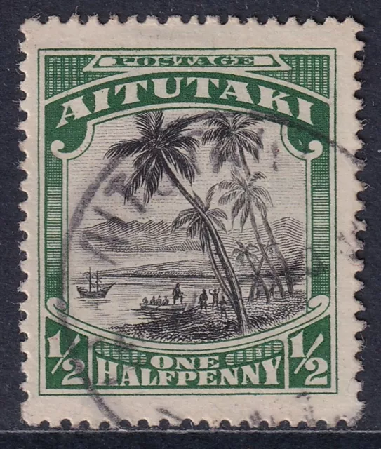 AITUTAKI 1920 Palms ½d Black and Green SG 24 Used (CV £25)