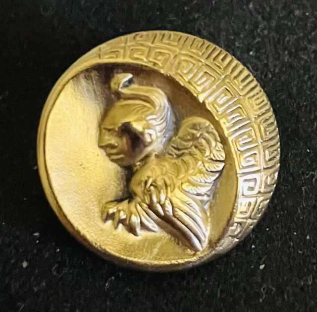 Ex Rare Antique  HARPY BRASS button, Ca., 1890s/early 1900s