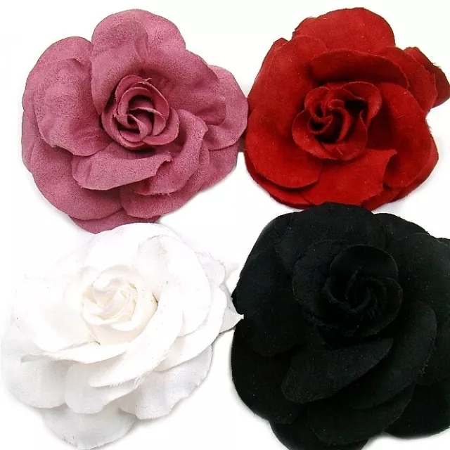 4x Blumen HAARBLUME Rose Ansteckblume Haarspange Krokodilspange Brosche Set