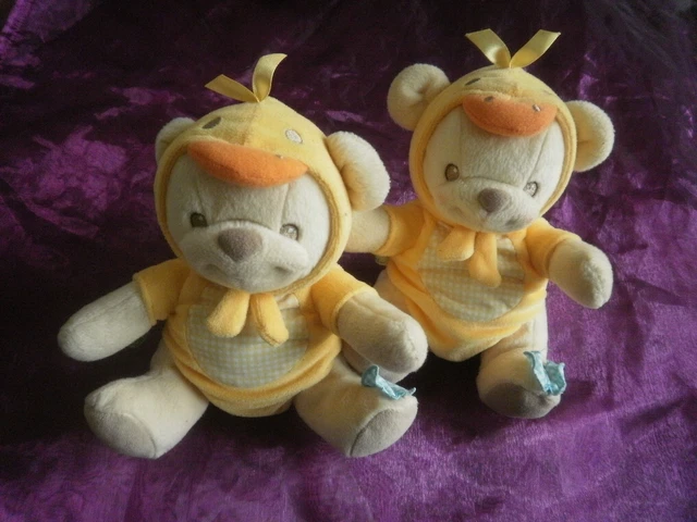 Doudou peluche ours jaune canard NATURE BEARRIES 20cm