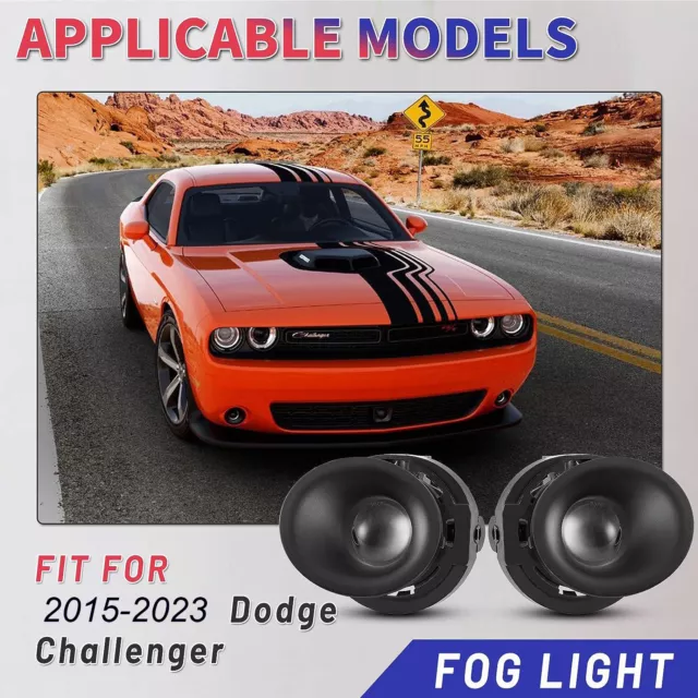 For 2015-2023 Dodge Challenger Bumper Fog Lights Clear Driving Lamps+Switch Kit