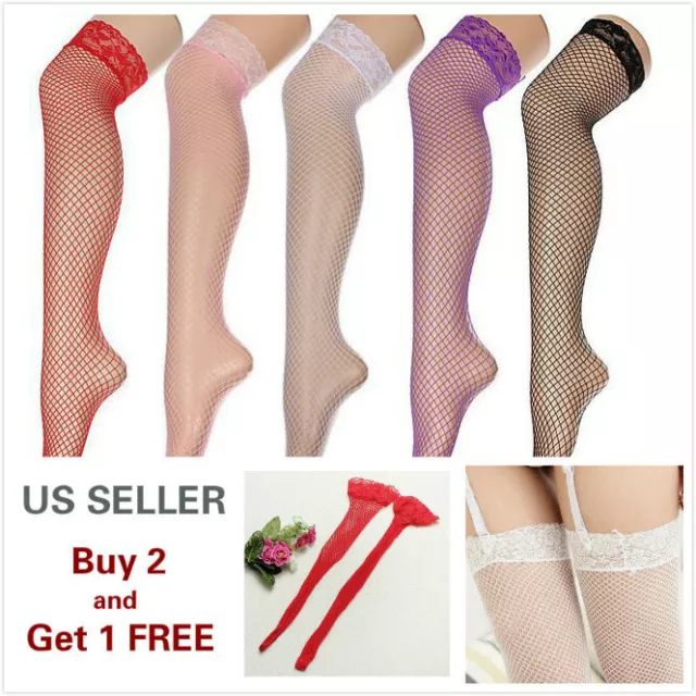 Lace Topped Thigh High Hot Sexy Ultrathin Sheer Fishnet Stockings-Hold