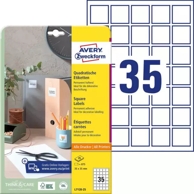 Avery-Zweckform L7120-25 Etiquette QR-Code 35 x 35 mm papier blanc 875 pc(s)