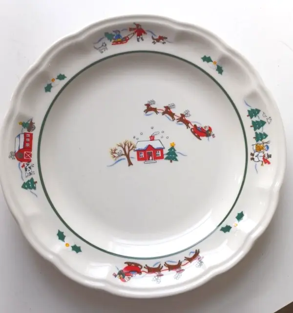Pfaltzgraff Snow Village 9" Luncheon Plates Christmas Discontinued