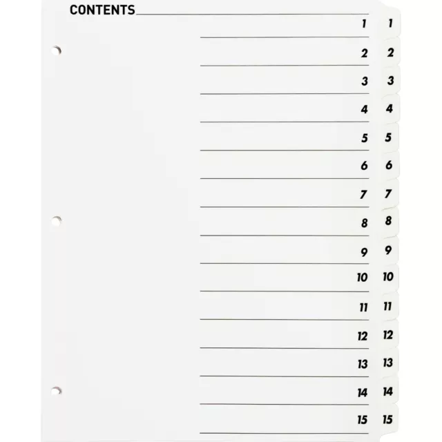 OFFICE DEPOT 1-15 Dividers printable table of contents Free Shipping £6 ...
