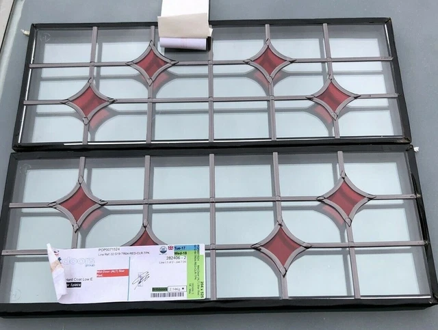 2x Leaded Double Glazed red Star, 4mm Toughened,16mm Super Black, Clear