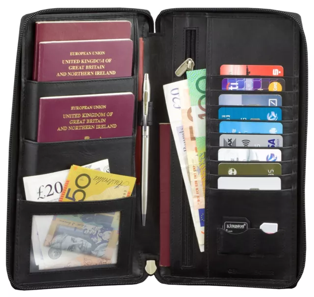 ✅RFID Blocking Travel Leather Document Organiser  Holiday Wallet Passport Holder