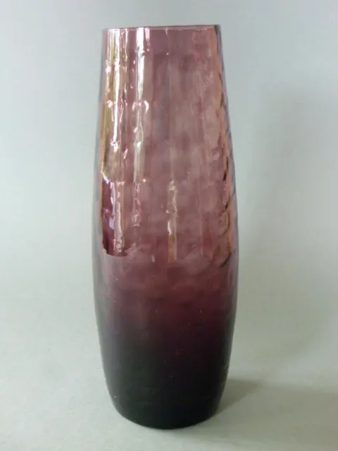 Vintage Burgundy Red Glass Vase Tall - Honeycomb Bubble Effect