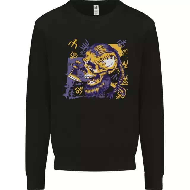 Viking Symbols Skull Kids Sweatshirt Jumper