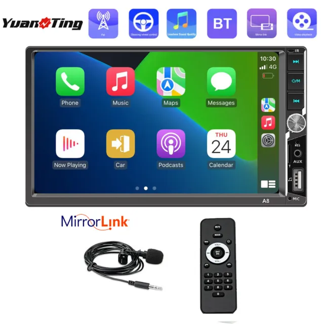 UK 7" Double 2Din Car Stereo Radio BT 5.0 USB AUX-IN FM TF MP5 Player+Microphone