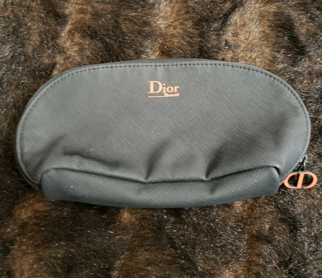 Christian Dior Womens Small Black Red Cosmetic Make Up Travel Bag