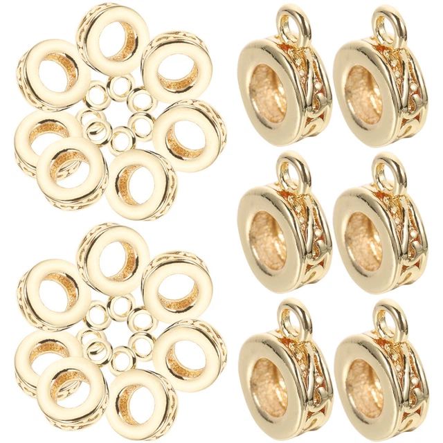 20 Pcs Necklace Jewelry Making Beads Large Hole Pendant Ring Ornament Metal