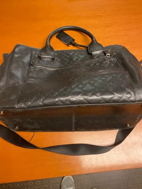 TUMI Crossbody Messenger Briefcase Laptop Protection  Black Leather