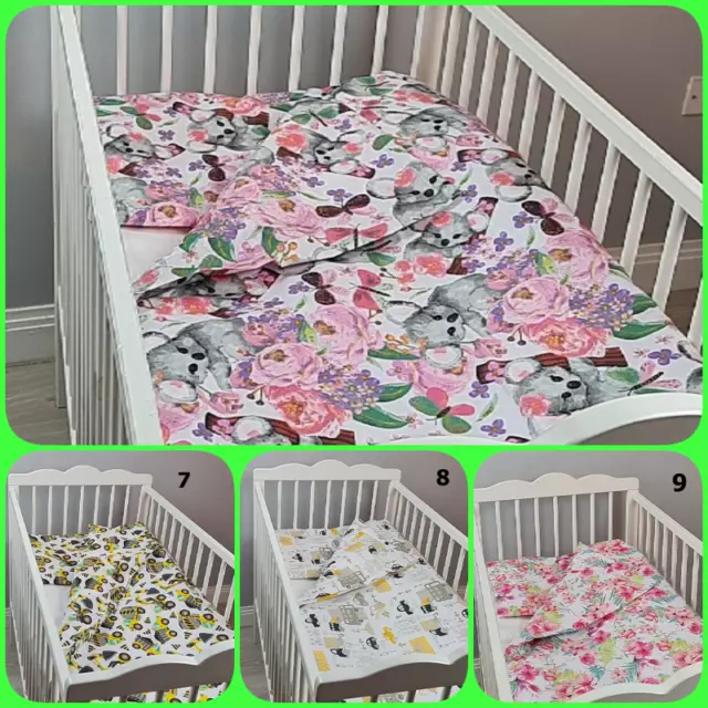 3 pc BABY BEDDING SET LUXURY COT BED quilt cover pillowcase fitted sheet nursery