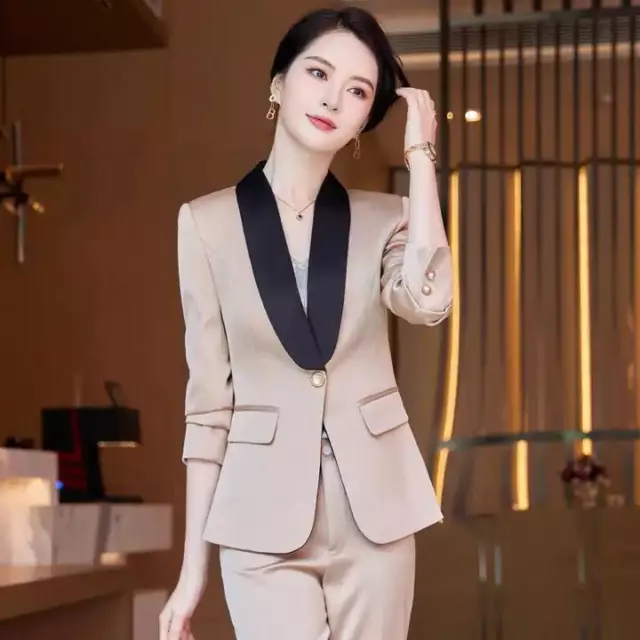 2 Piece Set Contrast Shawl Collar Wedding Party Blazer