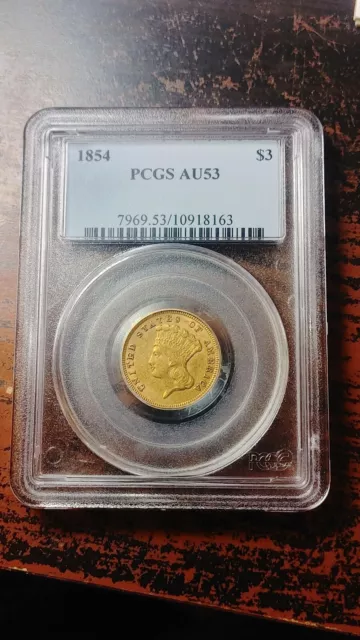 1854 $3 Three Dollar Princess Gold PCGS AU53                                4166