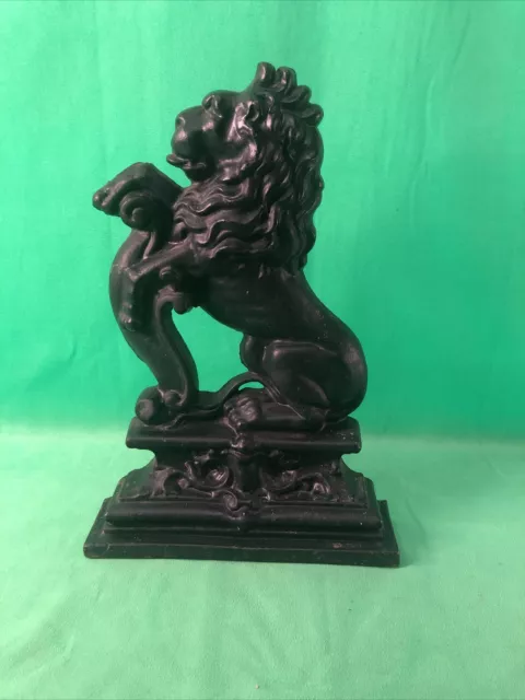 Antique Cast Iron Lion Doorstop Black English