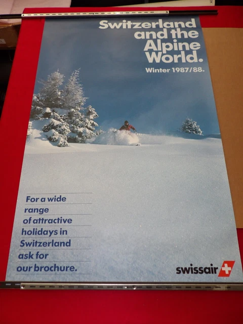 SWISSAIR 1987/88 Alpine World Original SKI Poster "MINT"