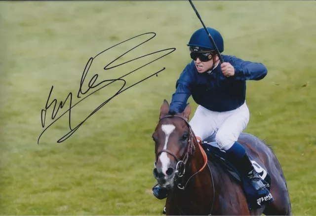 Mickael Barzalona HAND SIGNED Genuine Jockey Autograph 12x8 Photo + AFTAL COA