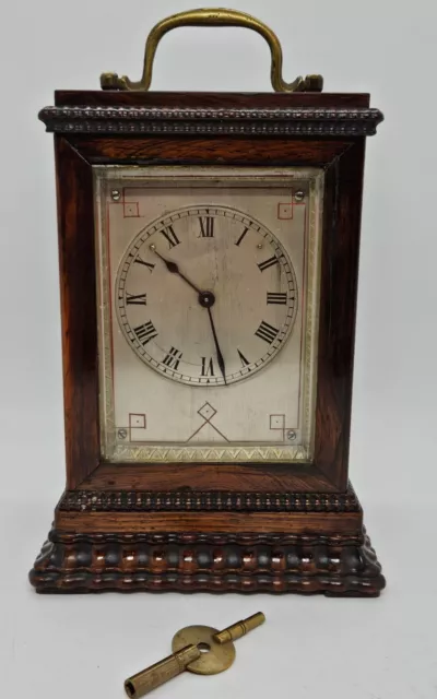 Antique Working 19th C. French Victorian Mahogany Cased 8 Day Carriage Clock