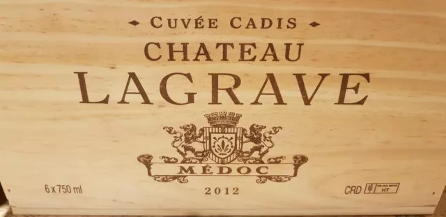 French Crested 6 Bottle Wooden Wine Crate / Box  - Office Archive Storage Drawer