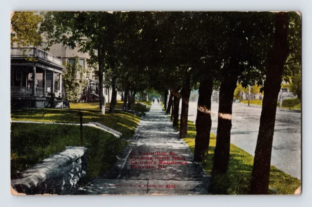 Postcard Illinois Danville IL Vermilion Street 1909 Posted Divided Back