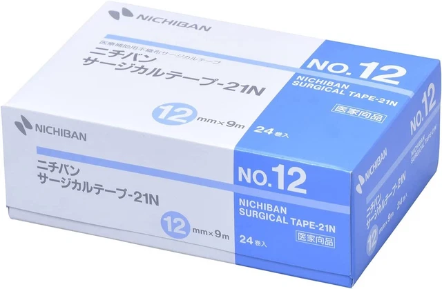 Nichiban Non-woven surgical Tape Paper 21N 12mm x 9m Hypoallergenic 24pcs STN12