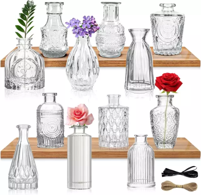 Vaso Di Fiori Piccolo,Set Di Mini Vasi,12 Vintage Mini Vaso, Delicato Vaso Di Fi