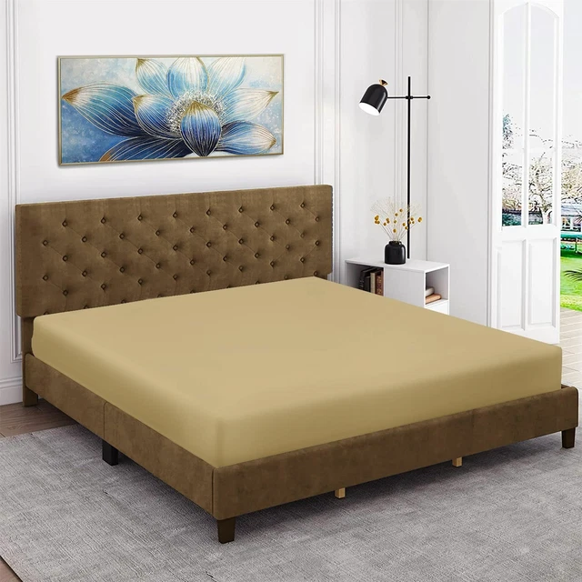 Pizuna Drap plat en coton noir pour lit king size, 400 fils 100 % coton peigné à