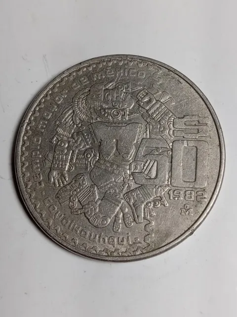Mexican 50 Pesos Coin 1982 Mexico Coyolxauhqui Templo Mayor Mexica Coin Design