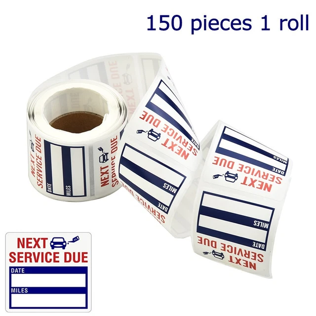 150PCS Oil Change Service Reminder Sticker Transparent Windo Lite Sticker Bag