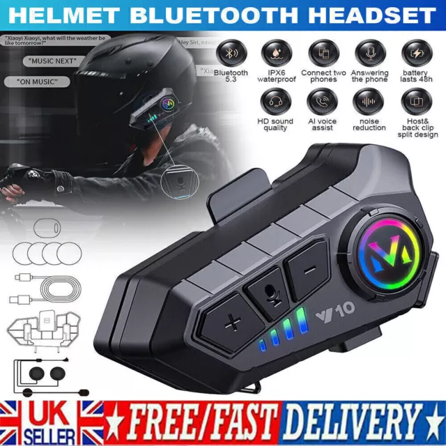 Bluetooth Motorcycle Helmet Headset Speaker Wireless Motorbike Headphone w/Mic