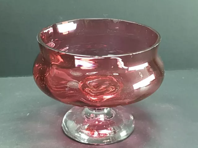 Beautiful Antique Victorian Cranberry Glass Footed Dessert 🍨 Dish 4"