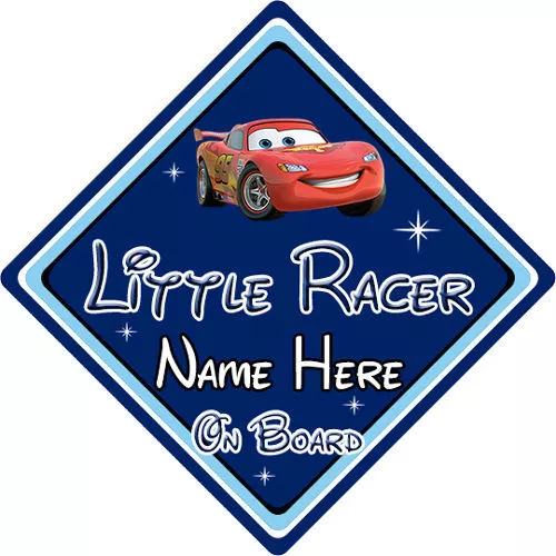 Little Racer On Board Car Sign - Disney Cars Lightening Mcqueen DB- Personalised