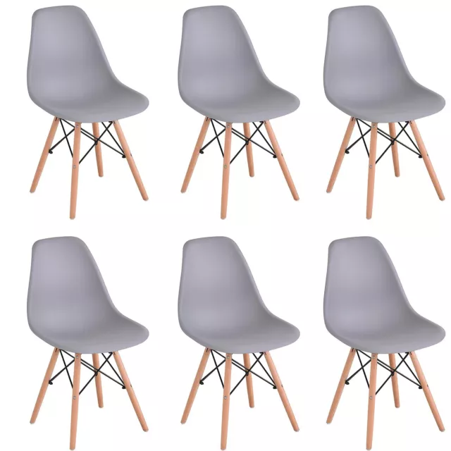 6er Set Stuhl Retro Design Wohnzimmerstuhl Esszimmerstuhl Bürostuhl Grau