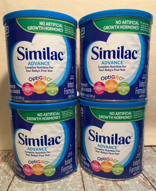 4x Similac Advance OptiGro Powder Milk-Based Formula 0-12 mos. 12.4oz Exp. 11/24