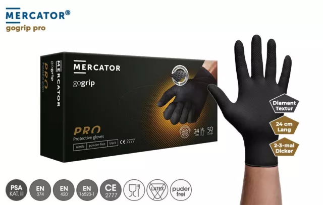 MERCATOR gogrip-pro Premium Nitril-Handschuhe - Schwarz, L