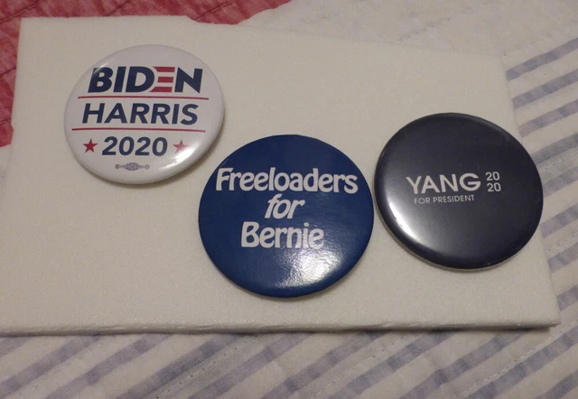 2020 Bernie Sanders Joe Biden Andrew Yang Campaign Buttons Pins Pinbacks