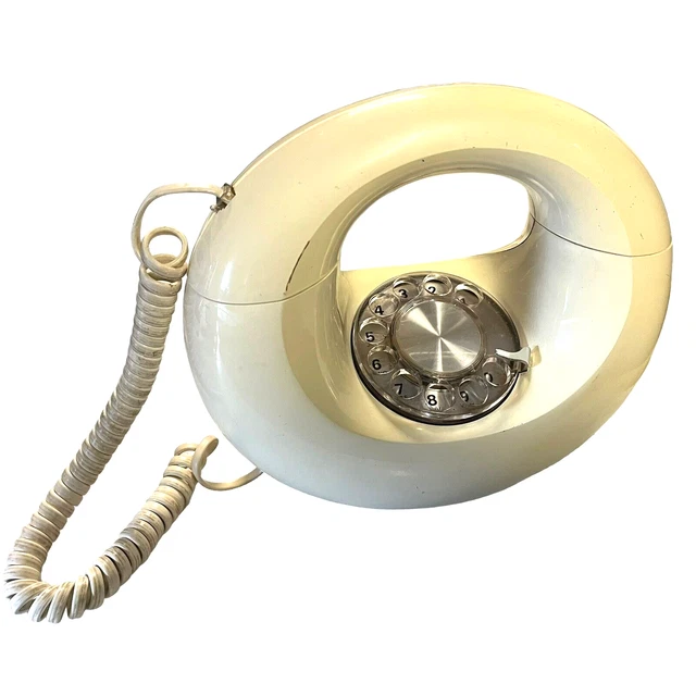 Esfera Rotativa Eléctrica Occidental Escultura Marfil ""Teléfono Donut"" Teléfono Arte Pop