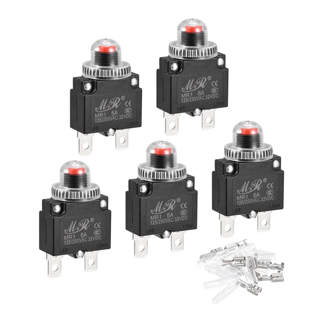 Circuito Sovraccarico Protettore Kit 7A AC125/250V DC32V Premi Pulsante 5 Set