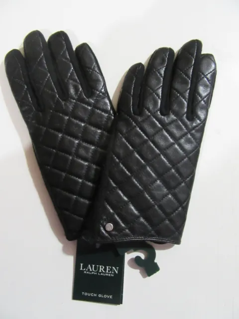 Womens Ralph Lauren Winter Gloves Touch Fingertip Operate Black Quilted NWT