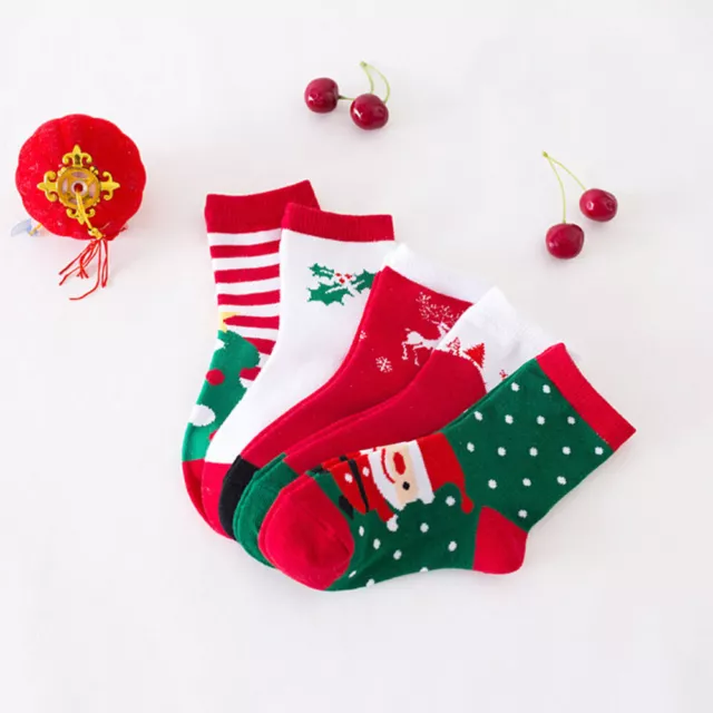 5 Pairs Funny Christmas Socks for Kids Children Cotton Baby Boy 3