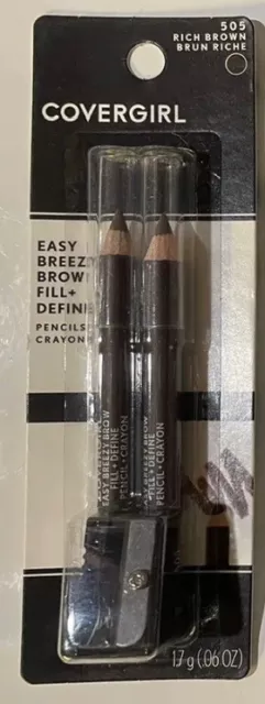 ONE Covergirl Eye Brow Fill And Define Pencil 2-Pack, 505 Rich Brown.